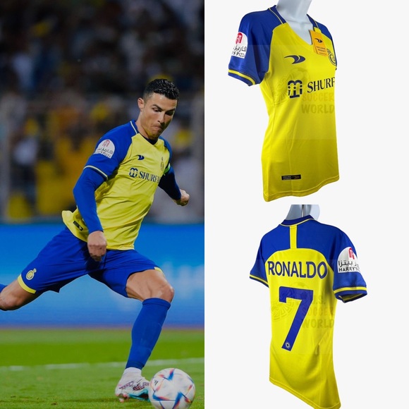🚨 NEW 2023 Al Nassr FC Ronaldo #7 Womens Soccer Jersey Saudi Arabian ⚽️ - Picture 1 of 9